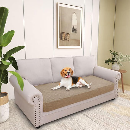 hyha Individual Couch Cushion Covers, Stretch Magic Sofa Seat Cushion Covers Washable, Dog Couch Sofa Slipcover for Pets, Kid with Elastic Bottom(Large, Camel)
