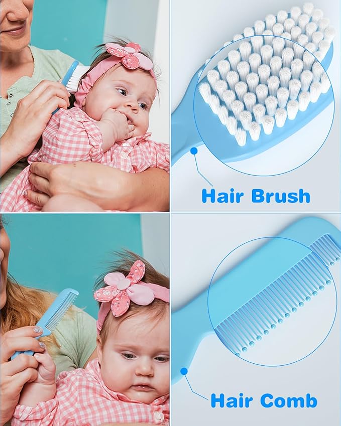 OTTOLIVES Baby Healthcare and Grooming Kit, 24 in 1 Baby Electric Nail Trimmer Set Newborn Nursery Health Care Set for Newborn Infant Toddlers Baby Boys Girls Kids Haircut Tools (0-3 Years+) (Blue)