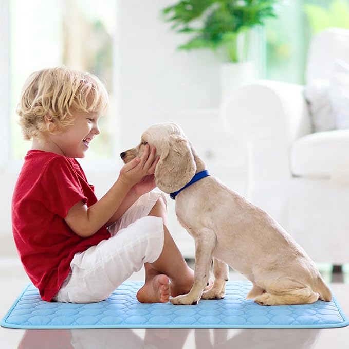 Dog Cooling Mat Large Cooling Pad-Q-Max>0.4 Summer Pet Bed for Dogs Cats Kennel Pad with Chill Cool Fiber,Breathable Portable Pet Self Cooling Blanket Machine Washable,22"x28"