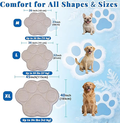Dog Cooling Mat Self Coolings Foldable Cooling Pad for Dog in Summer Coolings Mat for Dogs and Cats Machine Washable (Dog Paw, Large-36 L x 32" W)