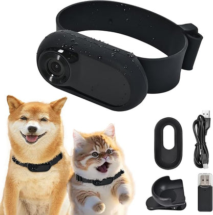 1080p HD Cat Dog Pet Camera Collar with Video Recording Sports Camera Baby Monitor No WiFi Indoor/Outdoor All Activities Pet Supplies and Monitors Gift, Birthday Gift Black