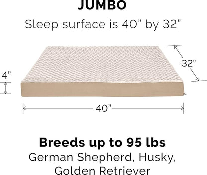 Furhaven Orthopedic Dog Bed for Large Dogs w/ Removable Washable Cover, For Dogs Up to 95 lbs - Ultra Plush Faux Fur & Suede Mattress - Cream, Jumbo/XL