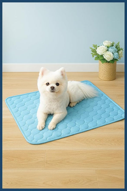 Blue Cooling Mat & Sleeping Pad | Water Absorption | Safe Materials | Easy Carry & Clean | Ideal Cooling Pad for Dogs and Cats | Perfect for Camping, Crates, and Pet Beds | 27.6"L x 21.7"W x 0.8"Th