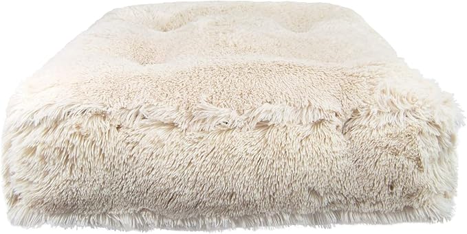 Bessie and Barnie Frosted Willow Extra Plush Shag Faux Fur Luxury Sicilian Rectangle Pet/Dog Bed (Multiple Sizes)