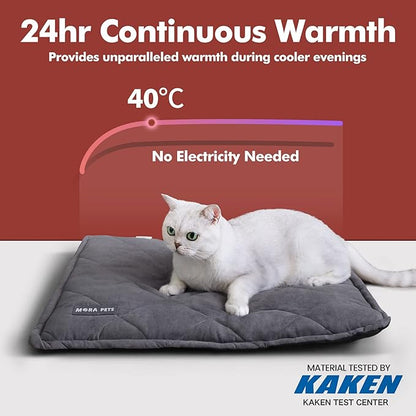 Mora Pets Self Heating Cat Bed Self Warming Cat Bed Thick Thermal Pet Bed Mat 36 x 24 Inches Removable Washable Cover for Outdoor Indoor Cats and Dogs Suede Grey Large