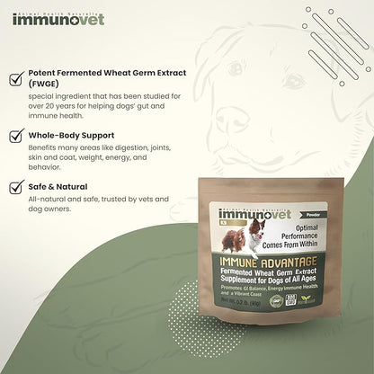 Plant-Based Dog Supplement Powder | Fermented Wheat Germ Extract | Boosts Immunity, Gut Health & Energy | Natural Pet Supplement for All Dog Ages | Non-GMO, Vet Trusted, Safe Formula- 90g