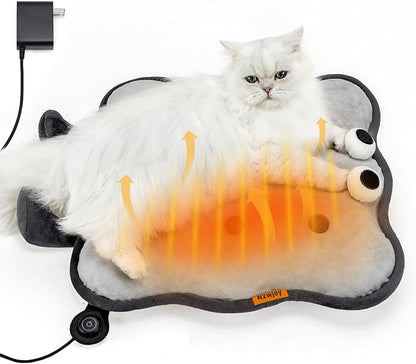 Heated Cat Bed for Indoor Pets Pressure-Activated Cat Heating Pad Extra Large Electric Pet Heated Pad Adjustable Temp Pet Heating Pads with Removable Cover Biscuits Grey 21"X 21"