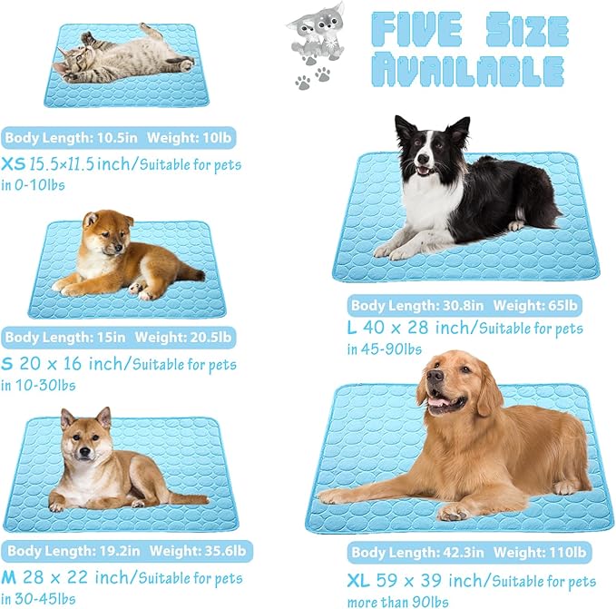 2026 Upgraded Washable Dog Cooling Mat Ice Silk Cooling Mat for Dogs Pet Self Cooling Pad Blanket Dog Cooling Pad (Q-Max>0.4) for Indoor & Outdoor Car Seats (Blue, 40x28 in)