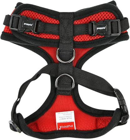 Authentic Puppia RiteFit Harness with Adjustable Neck, Red, Large