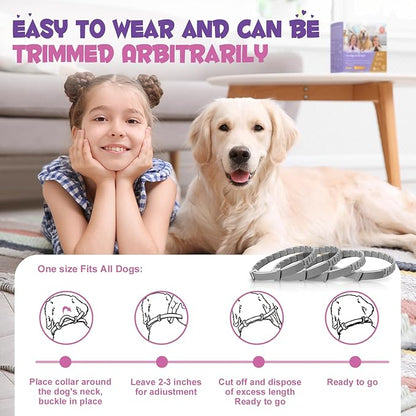 4 Pack Calming Collar for Dogs with Natural Pheromone | Dog Calming Collar Helps Reduce Unwanted Behavior | Stress Relief for Puppy & Adult Dogs, ‌Waterproof Calm & Relaxation Lasts 60 Days (Grey)