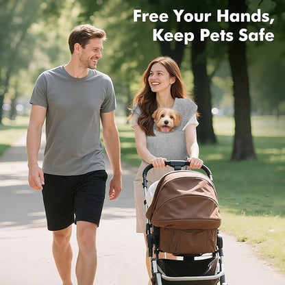 Pawaboo Pet Sling Carrier for Small Dogs and Cats, Hands Free Dog Carriers Sling, Anti-Anxious Soft Cotton Front Facing Cat Carrier Papoose, Puppy Kitten Pouch Reduce Back Neck Pain, Gray