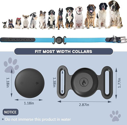 GPS Tracker for Dogs, Mini GPS Cat Tracker, IPX8 Waterproof GPS Trackers for Cats with Holder, No Monthly Fee, Work with Apple Find My(iOS Only), Smart Trackers for Dogs-Black-2