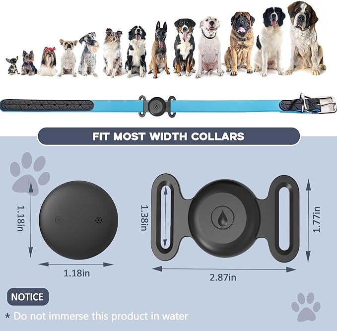 GPS Tracker for Dogs, Mini GPS Cat Tracker, IPX8 Waterproof GPS Trackers for Cats with Holder, No Monthly Fee, Work with Apple Find My(iOS Only), Smart Trackers for Dogs-Black-3