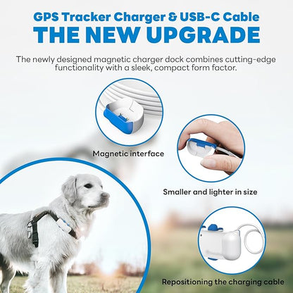USB Charging Cable Compatible with Tractive GPS Pet Tracker Location Smart Activity for Dogs Replacement Magnetic Charger Base (New White)