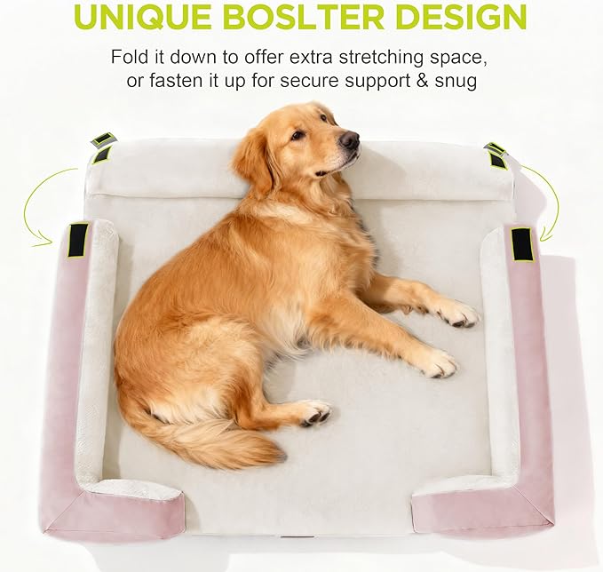 Orthopedic Dog Bed for Extra Large Dogs, XXL Waterproof Egg Crate Memory Foam Pet Bed Bolsters with Removable Washable Cover & Non-Slip Bottom, Tennis Ball Toy, 45 x 35