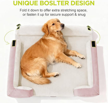 Orthopedic Dog Bed for Extra Large Dogs, XXL Waterproof Egg Crate Memory Foam Pet Bed Bolsters with Removable Washable Cover & Non-Slip Bottom, Tennis Ball Toy, 45 x 35