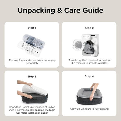 Bedsure XL Pro Orthopedic Dog Beds Large Sized Dog - 360° Oval Bolster Jumbo Dogs Bed for Senior Dogs with Waterproof Washable Cover, Extra Large Pet Sofa Couch with Ultra-Soft Fleece, Grey, 45"
