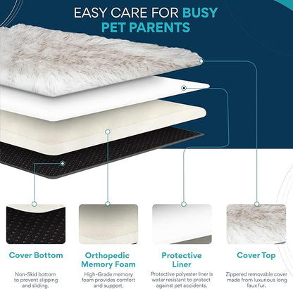 MAVERICK Premium Dog Bed, Orthopedic Dog Bed with High-Grade Memory Foam, Luxurious Faux Fur Sleep Surface, Water-Resistant Liner, Removable & Washable Cover, Non-Slip Bottom for Comfort & Support