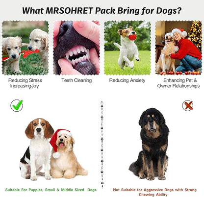 MRSOHRET Christmas Dog Toys, 9 Pack Dog Rope Toy, Puppy Chew Toy for Teething with Gift Bag, Plush Squeaky Toy, Christmas Stocking Stuffers for Small Medium Dogs