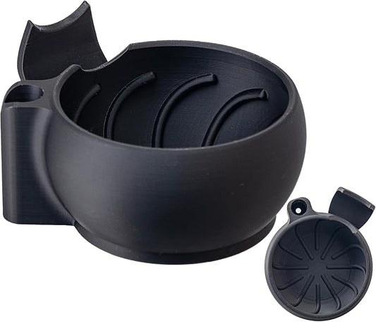 Grandslam Shaving Bowl with Ridges, Shaving Mug with Brush Stand, Shaving Soap Bowl for Shaving Cream and Soap, Durable & Holds Heat Longer, Rich & Thick Lather, Great for Traveling and Use at Home