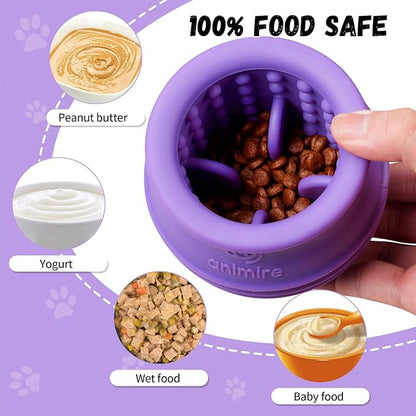 Treat Dispensing Dog Toy, Long-Lasting Interactive Puzzle Toys for Dogs, Stuffable Dog Enrichment Frozen Lick Treat Toy for Boredom, BPA Free Silicone Fetch Catch Chew Toy (Purple,S)