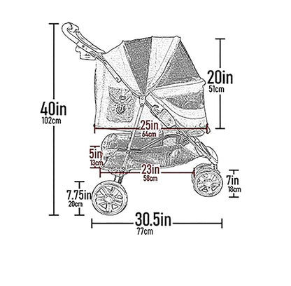 Pet Gear No-Zip Special Edition 3 Wheel Pet Stroller for Cats/Dogs, Zipperless Entry, Easy One-Hand Fold, Removable Liner, Cup Holder, Green Clover