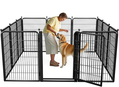 Dog Playpen Outdoor, 40 inch 10 Panels Dog Fence with Extra Wide Gate No-Tripped Pet Playpen Rustproof Dog Pen Indoor Puppy Playpen for Temporary Containment Portable Pet Fence for RV Camping