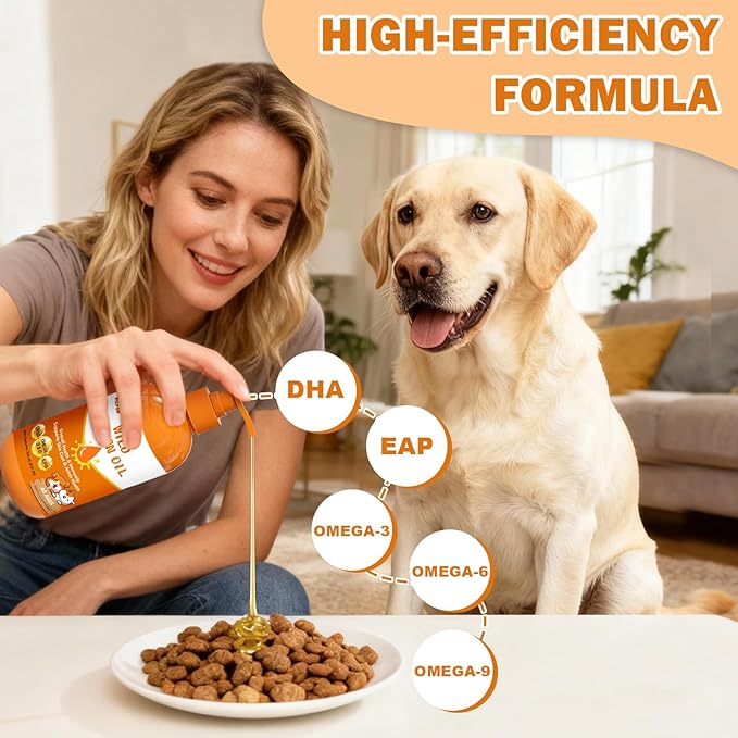 Wild Alaskan Salmon Oil for Dogs & Cats, Fish Oil Omega 3 Supplements with EPA & DHA, Support Skin & Coat, Itchy Relief, Immune, Joints & Heart Health, 8 oz