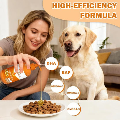 Wild Alaskan Salmon Oil for Dogs & Cats, Fish Oil Omega 3 Supplements with EPA & DHA, Support Skin & Coat, Itchy Relief, Immune, Joints & Heart Health, 8 oz
