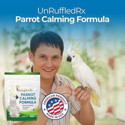 UnRuffledRx™ Calming Formula for Parrots – Bird Supplement that Supports Relaxation During Stressful Events Like Fireworks, Travel, and Visitors – 150 Servings – Made in USA