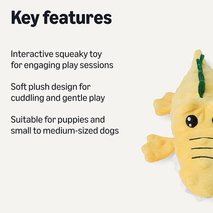 Amazon Basics Dog Squeak Plush Toys, Monkey and Alligator, Interactive, Soft Fabric, Built-in Squeaker, Ideal for Puppies, Small and Medium Dogs, 2-Pack