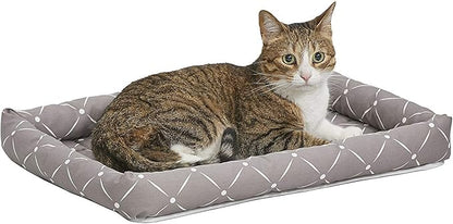 MidWest Homes for Pets 40222-MRD Quiet Time Couture Ashton Bolster Pet Bed, Small Dog/22, Mushroom, Mushroom & White Diamond Pattern, 22-Inch