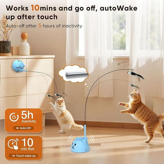 CATPICK Interactive Cat Toys for Indoor Cats Automatic Electric Flying Bird Feather Cat Toy - Best Kitten & Adult Cat Enrichment Toy Stick-on Hanging Electric Kitty Toys for Bored Cats