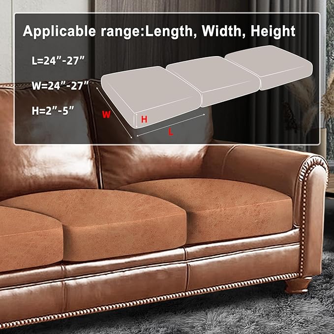 ANARACHON Leather Look Couch Cushion Covers Sofa Seat Slipcovers Sets Couches Furniture Protector for Sectional Armchair Loveseat Pets Kids Stretch Spandex Fabric (3 Cushion Sofa, Pinkish Brown)
