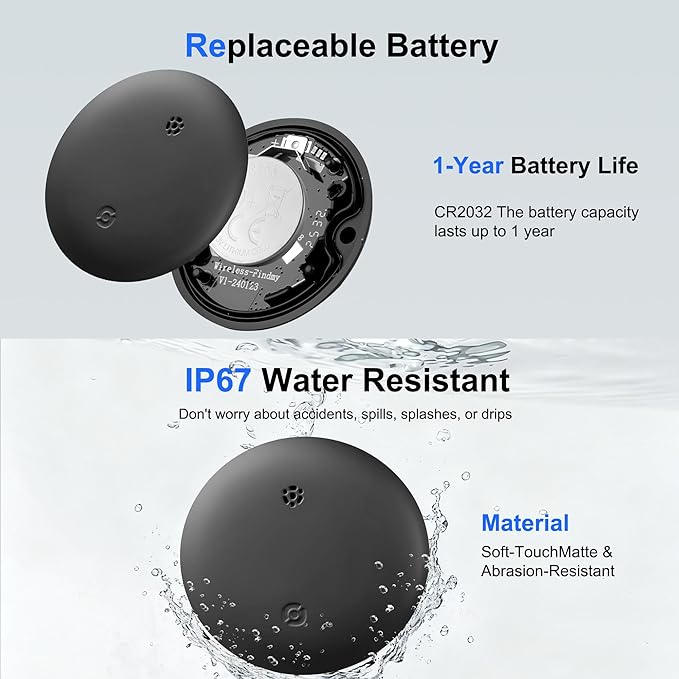 Android Tracker Tags, 1 Pack Google Certified Smart Tracker with Silicone Cases, Works with Google Find Hub for Keys, Luggage, Backpacks, Pets, IP67 Waterproof & Replaceable Battery (Android Only)