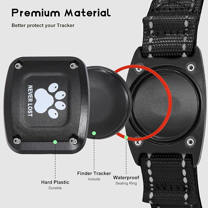 GPS Dog Collar Tracker 2-in-1,Reflective Waterproof Pet Collar,iOS-Only,No Monthly Fees,Unlimited Range,Ideal for Dog Tracking pet Tracker,for Small Medium Large Dogs(S (12.6"-16.5"), Black)