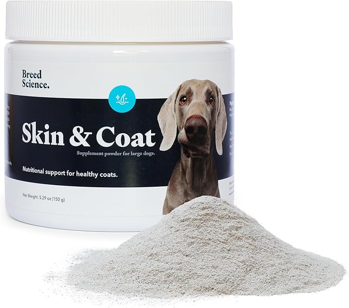 Skin and Coat Supplement Powder for Large Dogs- Anti Allergy Treatment and Itching Relief- with Vitamins A, E and Biotin - Care Products and Shedding Control Supplements for Itchy Pets