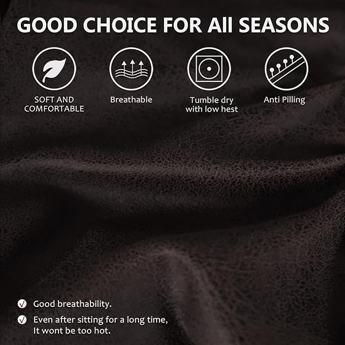 ANARACHON Leather Look Couch Cushion Covers Sofa Seat Slipcovers Sets Couches Furniture Protector for Sectional Armchair Loveseat Pets Kids Stretch Spandex Fabric (2 T-Cushion Loveseat, Chocolate)