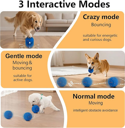 Interactive Dog Toys: Smart Dog Ball – Auto-Bounce, Vibrating & Jumping Action! Durable Duraspin Design for Aggressive Chewers. Rechargeable & Long-Lasting, Keeps Dogs Busy and Entertained Red.