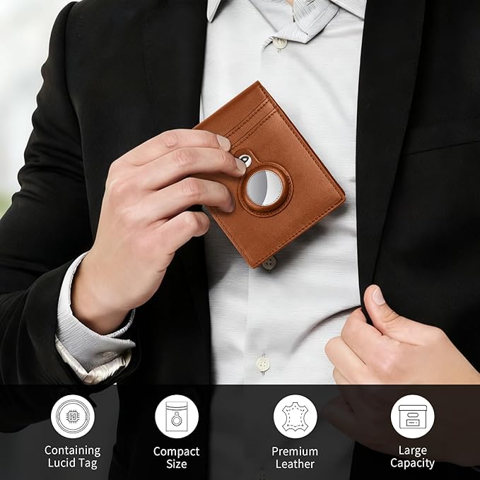 Air Tracker Tag 1-Pack (Brown), Tukio Bluetooth 5.3 Tracker Tag for Apple Find My App(iOS Only), Replaceable Battery, 100dB Alarm Sound, Item Locator Smart Tag for Wallets, Keys, Bag, Luggage and More