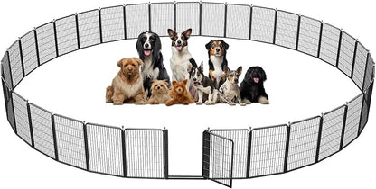 Dog Playpen Outdoor, 40 inch 32 Panels Dog Fence with Extra Wide Gate No-Tripped Pet Playpen Rustproof Dog Pen Indoor Puppy Playpen for Temporary Containment Portable Pet Fence for RV Camping