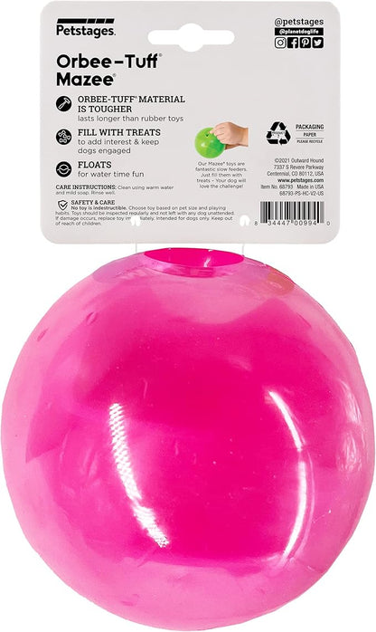 Outward Hound Orbee-Tuff Mazee Interactive Dog Puzzle Toy, Treat Dispensing Slow Feeder Ball, Pink, 4.7-Inch