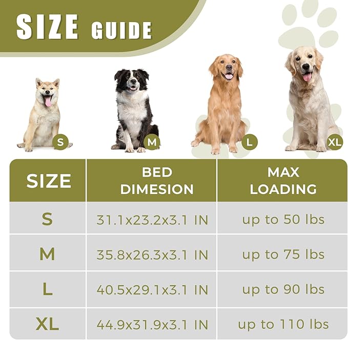 Orthopedic Outdoor Waterproof Dog Beds for Extra Large Dogs, Washable Crate Bed with Egg Crate Foam Pet Bed Mat and Removable Oxford Fabric Cooling Cover Bed,45"x 32", Dark Green