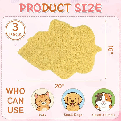 3 Pack Self Warming Pet Bed Leaf Shape Self Heating Cat Dog Mat Washable Thermal Sleeping Pad for Indoor Outdoor Hedgehog, Bunny, Sugar Glider, Rat, Chinchilla(Mixed Colors,Small-16 x20)