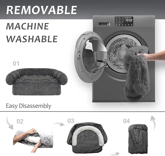 Tinaco Calming Dogs/Cats Bed Mats, Dog Pad Washable Removable Couch Cover, Plush Long Fur Mat for Pets, Waterproof Lining, Perfect for Small, Medium and Large Dogs and Cats (Dark Gray, 36"x31")