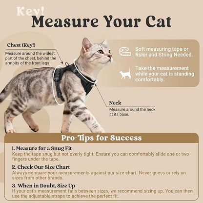 rabbitgoo Cat Harness and Leash, Escape Proof Vest with 3 Adjustable Buckles, Soft Comfortable Kitten Harness, Easy to Wear, Reflective for Safe Outdoor Walking, Small, Black