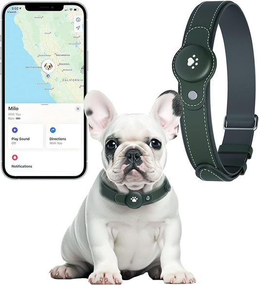 2-in-1 GPS Tracker for Dogs: Smart Pet Collar with Real-Time Tracking,No Monthly Fee/Subscription (iOS Only) Waterproof, Anti-Lost,365-Day Long Battery Life GPS Tracker Dog Collar(Tracker Included)