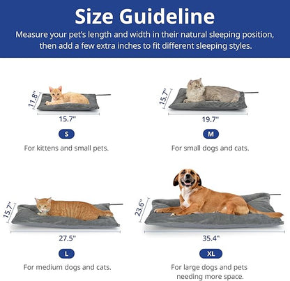 Outdoor Heated Cat Bed, Soft Pet Heating Pad with Steel-Wrapped Cord, Outside Pet Warmer for Feral Cats and Dogs, 15.7" x 11.8", 30 Watts