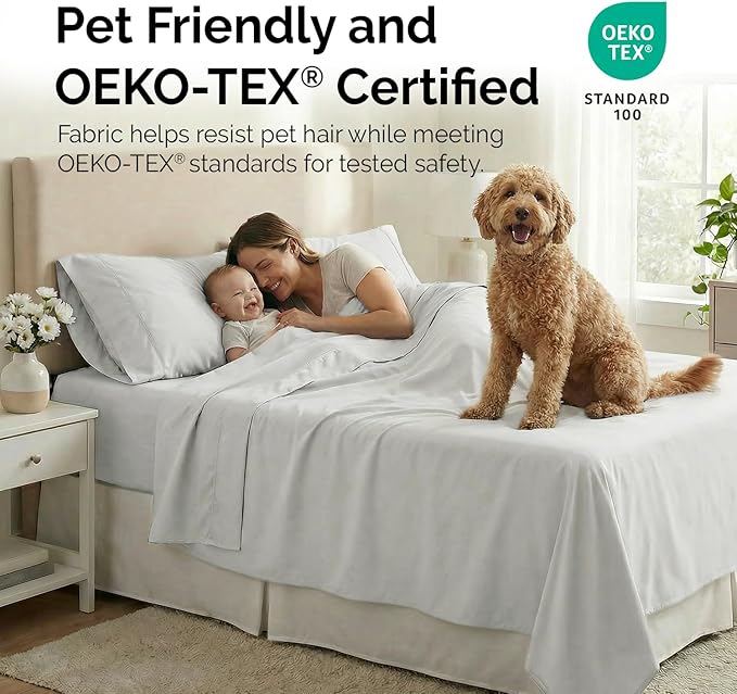 Southshore Fine Living, Inc. 6 Piece, 21 Inch Deep Pocket King Sheets King Size Set - Pet Hair Resistant Sheets, Easy Care Microfiber, Wrinkle Free Deep Pocket King Sheet Set - Light Grey
