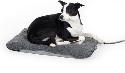 K&H Pet Products Lectro-Soft Orthopedic Outdoor Heated Dog and Cat Bed for Medium Dogs or Big Cats, Soft/Flexible Safety Listed Warming Pad, Waterproof, Washable Cover - Medium 24 X 19in Gray 40W